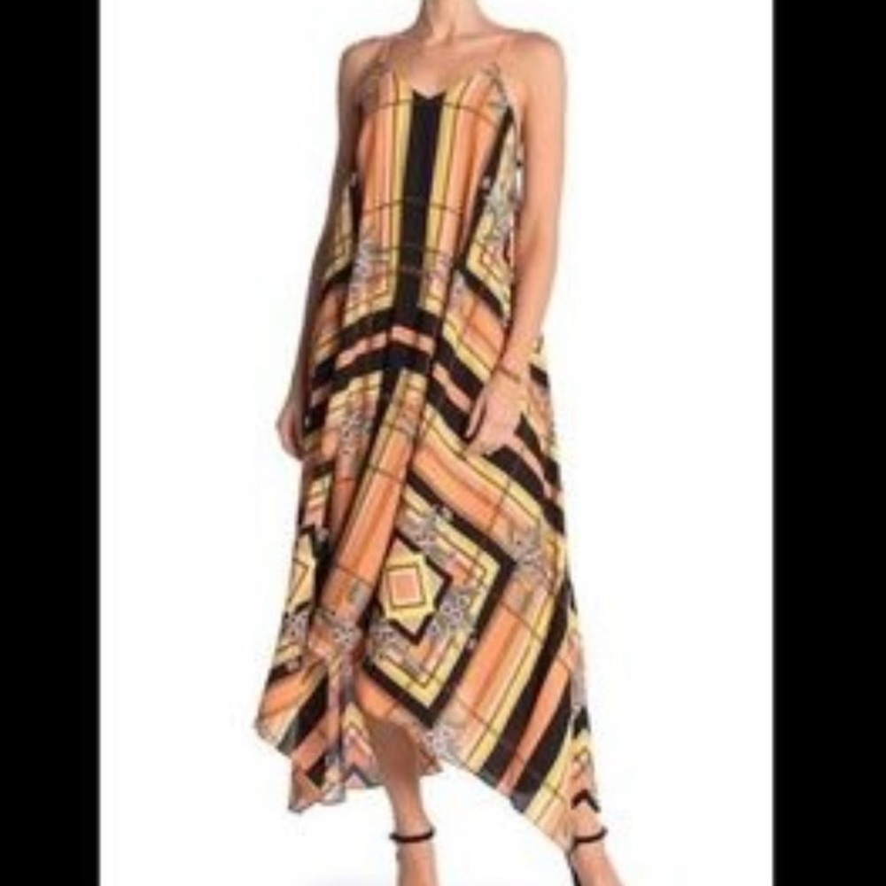 New NANETTE LEPORE COLORFUL
MUTLI PATTERN SLEEVELESS
ASYMMETRICAL MAXI DRESS